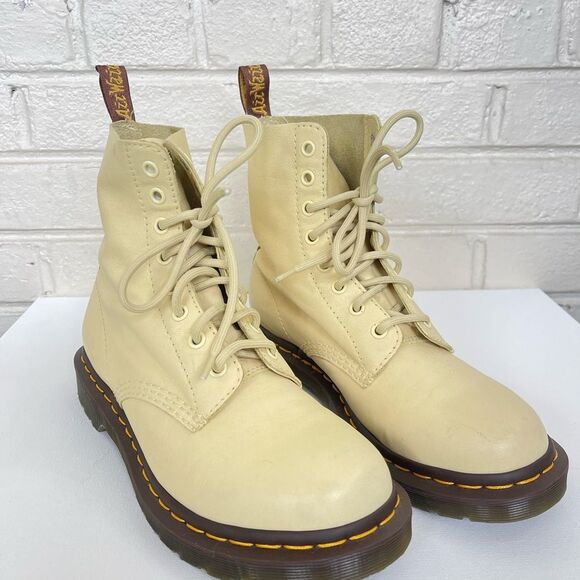 Dr. Martens 1460 Pascal Boots in Pastel Yellow - Picture 1 of 5
